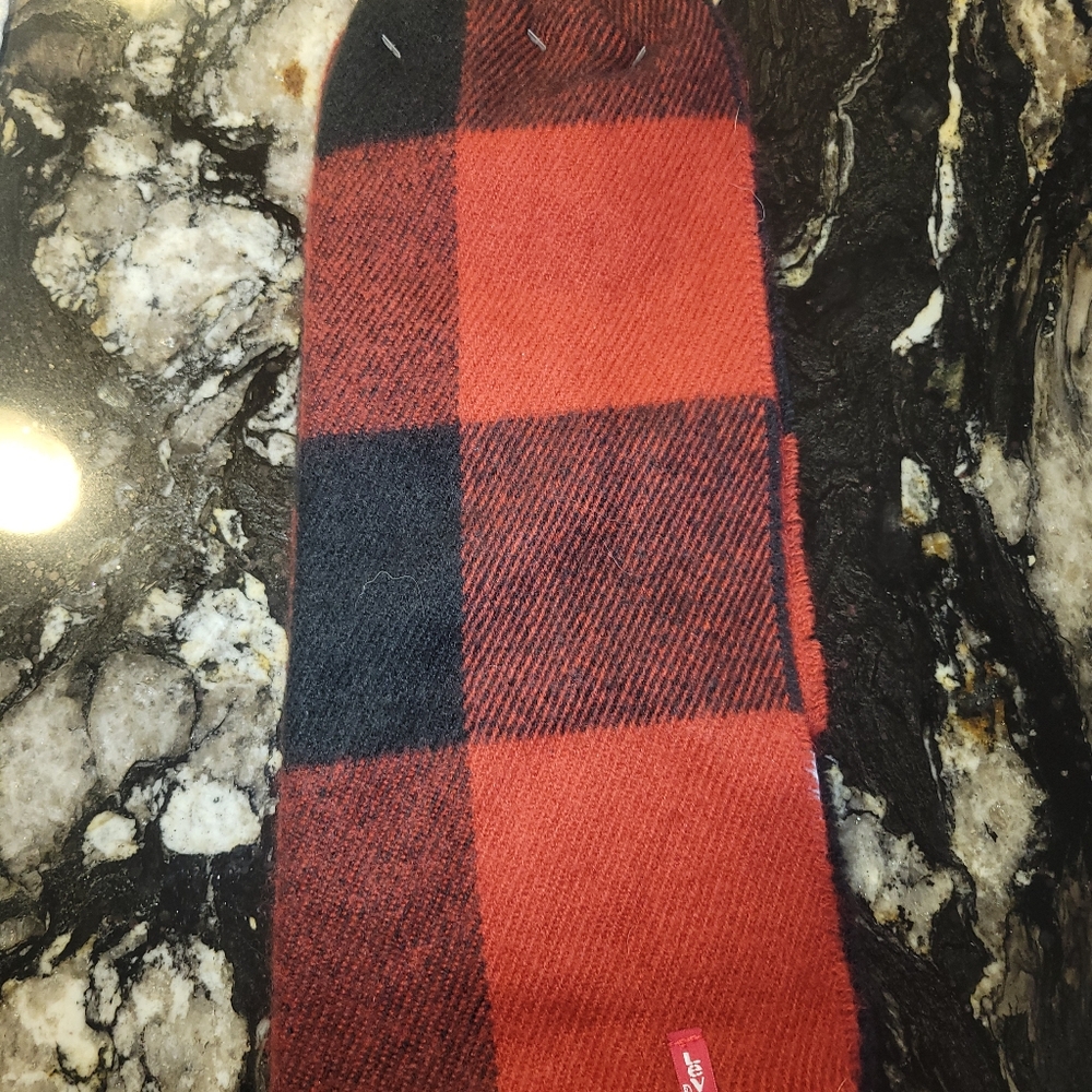 Levi's Red and Black Plaid Scarf - Picture 2 of 5